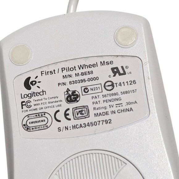 VTG Logitech First Pilot Wheel Mouse USB Wired Mechanical Ball M-BE58 Working - Picture 8 of 8